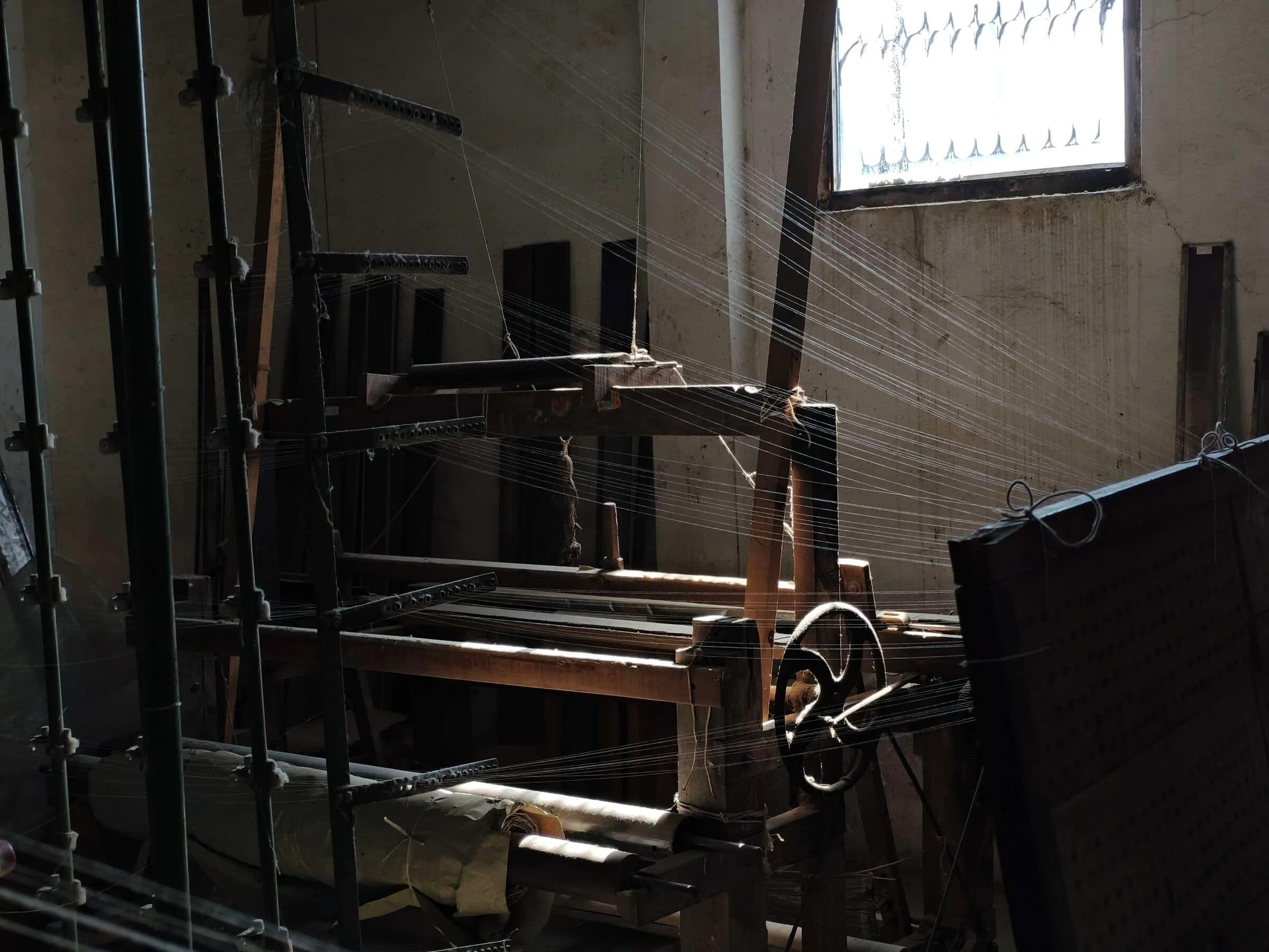 A hand loom in a cashmere workshop
